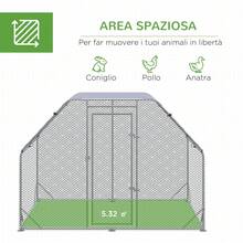 Recinto Per Galline Con Telo Di Copertura Per 4-6 Polli In Acciaio, 280x190x195 Cm - A - View 7