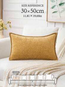 LongNap 1pc Soft & Comfortable Skin-Friendly Double-Sided Chenille Pillow Cover With Sewn Edges (Without Filler), Velvet Farmhouse Pillow Sham For Spring/Summer, Decorative Square Pillow Case For Sofa/Bed - Gold - View 10