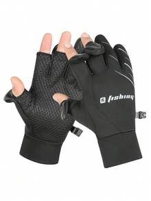 1pair Flip Cover Thermal Lined Waterproof Gloves For Men & Women. Anti-Slip Windproof Warm Gloves For Driving Running Cycling Fishing Delivery - Black - View 6