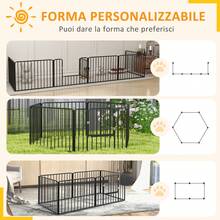 Recinto Per Cani A 6 Pannelli Modulabili Da Interno Ed Esterno, In Acciaio, 164x83x60 Cm, Nero - A - View 8