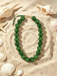 1pc European & American Bohemian Geometric Beaded Exaggerated Mixed Color Beaded Necklace For Women, Summer Beach Vacation - Beaded Necklace - View 16