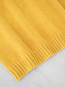 [Directed Development] Minimalist Solid Color Knit Sweater V-Neck Loose Slimming Elegant Slouchy Autumn/Winter Inner Layer Pullover Long Sleeve Top, Suitable For Autumn , Going Out, Dating, Holidays, Commuting, Streetwear, Party, Halloween - Yellow - View 11