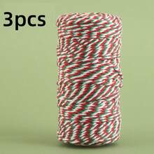 3pcs/328ft/100m 3-Color (White, Red, Green) Gift Wrapping Ribbon, Christmas DIY Braided Rope, Christmas Gift Wrapping Twine, Suitable For Christmas Gift Wrapping And Decoration, Gift Wrapping And Carnival Wreaths, Christmas Party Supplies - A - View 9