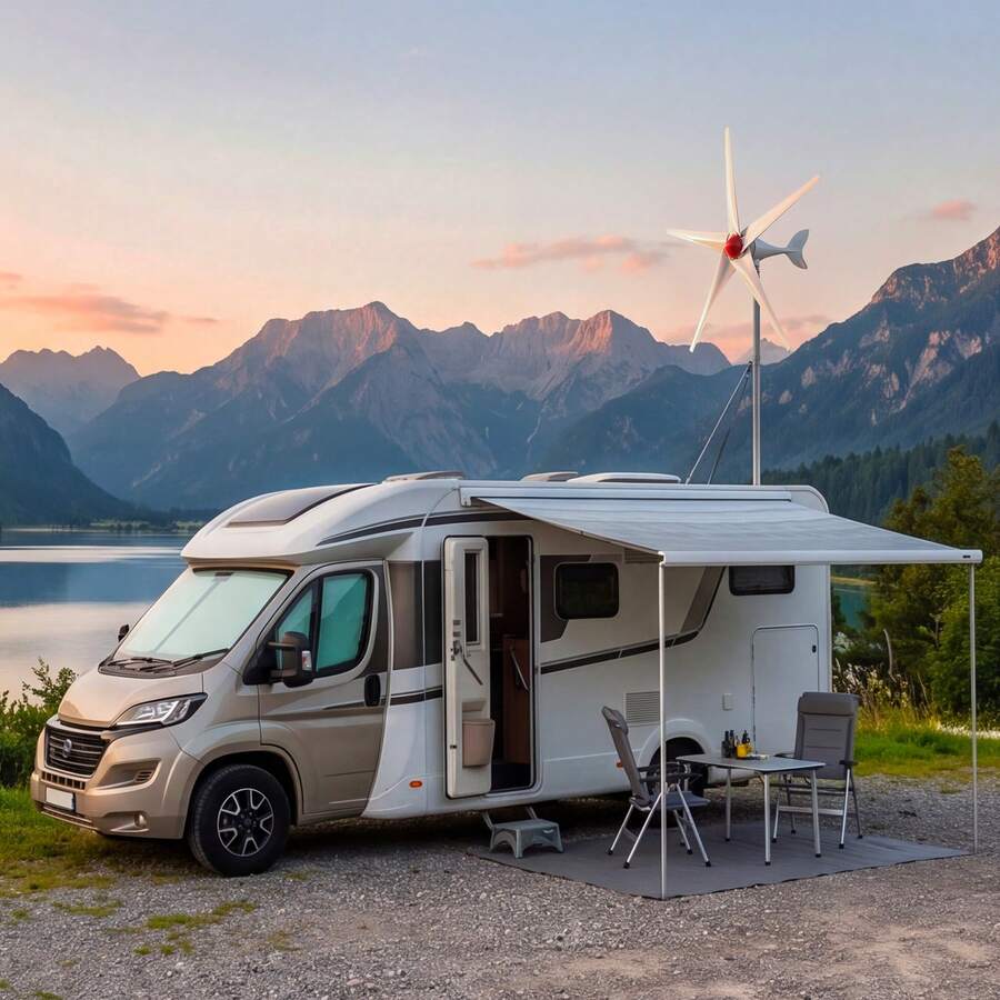 800W 12V Wind Turbine Generator, 5-Blade Wind Turbine Kit With MPPT Controller, High-Efficiency 3-Phase AC Permanent Wind Power Generator For RVs, Boats, Home, Farm (Tower Pole Not Included) - 800W 12V MPPT - View 1