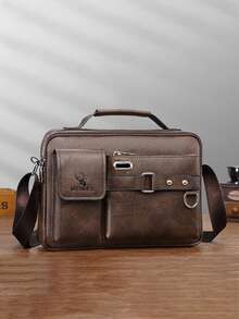Men's Briefcase Bag,Adjustable Strap Single-Shoulder Crossbody/Handheld Zipper Postal Bag For Business,Commuting&Travel,Casual Messenger Bag Handbag - Multicolor - View 8