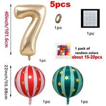 5pcs Set 40 Inch White Gold Number Foil Balloons With 4D Balloons, Numbers 0-9 Including Ribbon, Straw, Pom Pom Set, Suitable For Circus Party, Birthday Celebration, Baby Shower, Proposal Ceremony, Anniversary, Vintage Theme Party Decoration Props Balloons - View 20