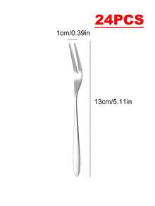 6/12/24pcs Stainless Steel Mini Fruit Forks, Silver Dessert Picks, Suitable For Party, School Supplies, Back To School - Gold - View 6