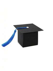 50/15pcs/1pc Graduation Cap Candy Box, Graduation Party Supplies 2025 Graduation Gift Candy Box Suitable For Graduation Party Gifts - Black Box + Blue Rope - View 12