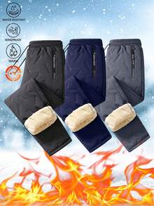 Women's Fleece Lined Straight Leg Pants With Drawstring Waist And Zipper Pockets, Winter Warm Casual Long Pants, Suitable For Running, Outdoor, Gym - Black - View 1