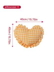 HONEYMOON 1pc Printed Heart-Shaped Throw Pillow, Printed Fabric Heart Pillow With Romantic French Ruffle Design, Soft & Breathable, Anti-Shrink, Fashion Decorative Cushion For Living Room, Bedroom, Dorm, Sofa, Bench - Multicolor - View 9