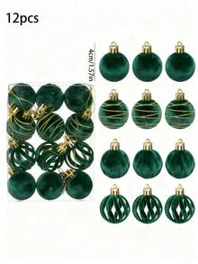 12pcs Christmas Ball Ornaments, Christmas Hanging Decorations For Holiday Party, Winter Atmosphere Decor, Christmas Party Decoration Gift - 4cm Dark Green Christmas Ball - View 7