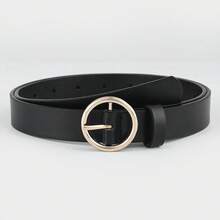 1pc Women Round Buckle Casual Belt For Daily Life Summer, School Fall, Autumn, Halloween - Black - View 5