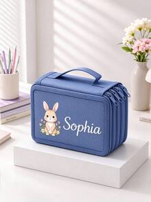 Customizable Name Color Block Tote Pencil Case, Customizable 3D Cartoon Stationery Pencil Case, Student Stationery Storage Bag, Portable Large Capacity, Suitable For Back To School Gifts - Multicolor - View 12