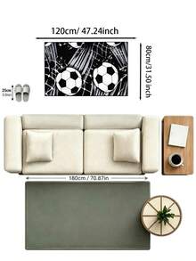 1pc 2026 New - Black & White Dynamic Soccer Pattern Square Rug, Living Room Sofa Decorative Mat, Cool Sports Style Plush Carpet, Boys Room Soft Decor, Personalized Artistic Print Rug, Football Fan Home Gift, Living Room Carpet, Bedroom Carpet, Decorative Rug, Washable Carpet, Indoor Shaped Mat, Gentle Healing Home Gift - Multicolor - View 13
