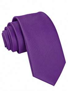 1pc Men's Solid Color Necktie, Diagonal Rib Design Business Formal Tie (8cm Wide)Men Necktie - Purple - View 32
