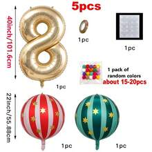 5pcs Set 40 Inch White Gold Number Foil Balloons With 4D Balloons, Numbers 0-9 Including Ribbon, Straw, Pom Pom Set, Suitable For Circus Party, Birthday Celebration, Baby Shower, Proposal Ceremony, Anniversary, Vintage Theme Party Decoration Props Balloons - View 15