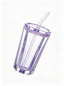 Star-Shaped Glass Cup With Straw, Transparent Reusable Iced Coffee Glass Cup, Summer Juice, Soda, Party And Daily Drinking Cup - Multicolor - View 10