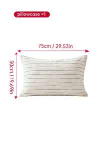 HONEYMOON 1pc Y/D Striped Linen Pillowcase, 100% Linen Fabric Black Striped Pillowcase, Soft & Breathable, Wrinkle-Resistant, No Filling, T/F/Q/K Sizes, Suitable For Home And Dorm, Machine Washable - Multicolor - View 11