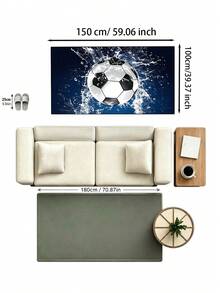 1pc 2026 New - Water Splash Soccer Rectangular Rug, Living Room Sofa Decor Mat, Deep Blue Dynamic Water Wave Soccer Print Carpet, Boys Room Soft Decor, Sports Style Art Large Rug, Home Gift, Football Fan Home Gift, Living Room Carpet, Bedroom Carpet, Decorative Rug, Washable Carpet, Indoor Shaped Mat, Gentle Healing Home Gift - Multicolor - View 10