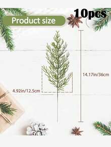 20/10/1pc Christmas Decorative Artificial Pine Branches, 13.7 Inches (Approx. 34.9cm) Green, Suitable For DIY Wreaths, Christmas Decorations And Home Garden Decor - Multicolor - View 11