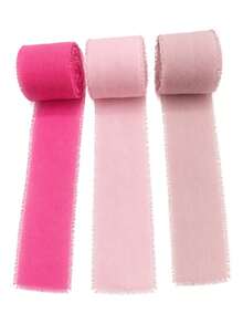 1/3 Roll Chiffon Silk Ribbon, Rose Red & Light Pink, 1.5 Inch X 21 Yards Frayed Edge Tassel Fabric Ribbon, Semi-Transparent Gift Wrapping, Wedding Decor, Bridal Shower, Birthday, Engagement & Mother's Day Craft Supplies - Multicolor - View 12