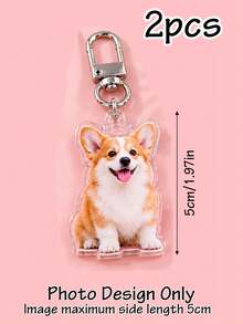 1pc/2pcs Customized Photo/Text Keychain, Personalized Pet Photo Keychain, Customized Acrylic Heart Keychain, Customizable Bag Charm, Wallet Charm - Style C - View 20