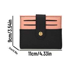 BEIQIANDAI Christmas Gentle Colorblock Lychee Texture Short Wallet, Snap Closure, Multi-Card Slot Design, Coin And ID Holder, Portable Small Wallet For Women - Multicolor - View 11