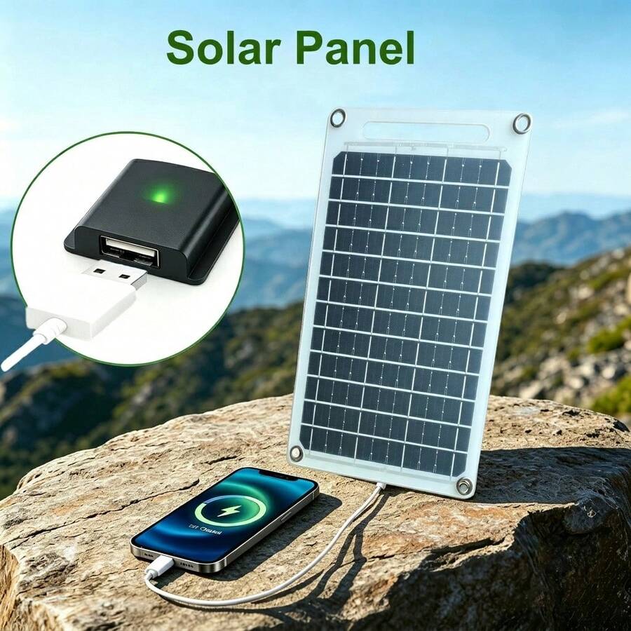 可攜式太陽能充電板,附 USB-A 接口,適用手機、平板、相機、風扇、露營燈,適合露營、登山、背包旅行,高效單晶矽太陽能板 - 彩色 - 查看 1