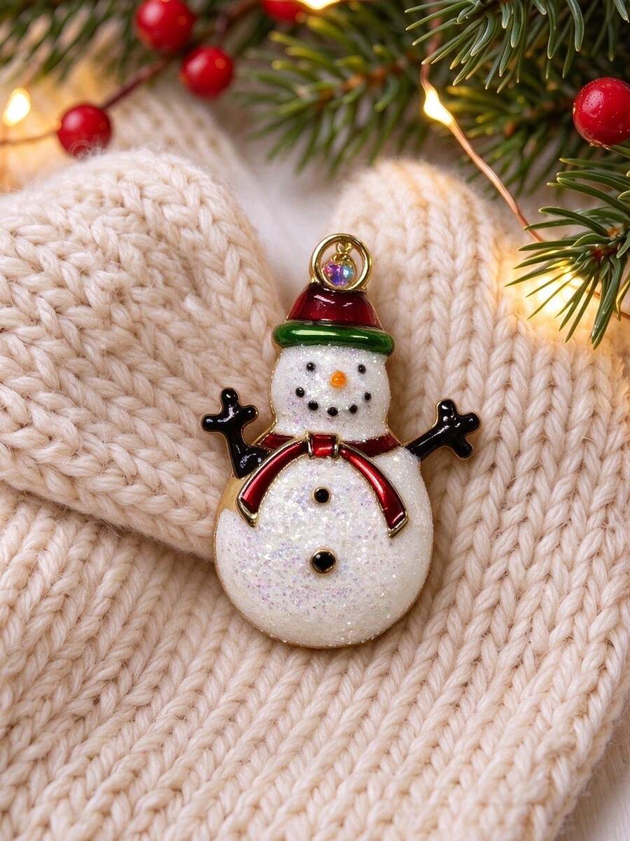 1pc Women's Brooch, Multi-Color Metal, Cute Snowman Design Fashionable Women's Accessory Suitable For Autumn Outfit, Holiday Gift, Christmas Wear - Multicolor - View 1