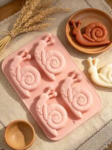 4-Cavity Cute Snail Silicone Baking Mold, Spiral Shell Texture And Antenna Details, One-Piece Mold, Easy Release Soft Silicone, DIY Spring Theme Chocolate Candy Fondant Cake Decoration Jelly, For Baking Enthusiasts And Cute Object Lovers - Multicolor - View 4