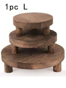 1pc Wooden Display Stand, Wooden Base Bracket, Small Display Rack, Round Wooden Base Bracket, Rustic Decor Base, Tiered Tray Decor Base, Suitable For Home Kitchen, 3 Sizes - Brown - View 9
