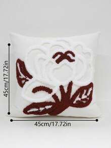 3D Tufted Camellia Flower Pillow Case, 3D Embroidered Floral Square Decorative Cushion Cover, Suitable For Sofa, Bed, Bohemian Country Style Home Decor Pillowcase, 18*18 Inches, Pillow Insert Not Included - Brown - View 6