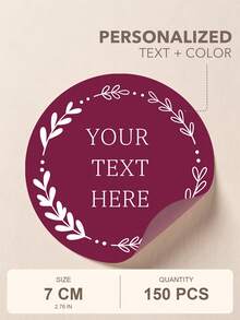 1.6 Inch 100pcs Customized Wedding Stickers, Personalized Round Stickers, 12 Colors Floral Pattern, Handmade Stickers, Business Stickers, Wedding Favor Stickers, Name Stickers, Christmas, Gift Creative, Thank You - Floral - View 6