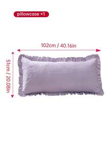 HONEYMOON 1pc Solid Color Ruffle Edge Long Pillowcase, 100% Polyester Pre-Washed Fabric, Romantic French Style Pillowcase, Soft & Breathable, Wrinkle-Resistant, Without Filling, Suitable For Home Dorm Sofa, Purple - Purple - View 10