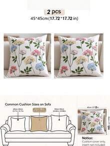 LCUHPCL 1pc Spring/Summer Colorful Wildflower Linen Embroidered Pillow Case, Home Decor Suitable For Living Room, Bedroom, Party And Various Environments - Red - View 16