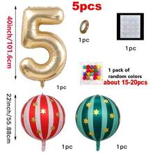 5pcs Set 40 Inch White Gold Number Foil Balloons With 4D Balloons, Numbers 0-9 Including Ribbon, Straw, Pom Pom Set, Suitable For Circus Party, Birthday Celebration, Baby Shower, Proposal Ceremony, Anniversary, Vintage Theme Party Decoration Props Balloons - View 17