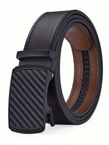 Fashion Casual Business Men's Belt Adjustable Luxury Automatic Buckle Belt,Suitable For Jeans Pants,Versatile For Daily Commute & Formal Wear & Gifts - Black - View 7