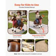 Ride On Horse, Riding Pony Toys For Kids, No Battery Required, Smooth Wheels With Anti-Roll Stop Ring, Upgraded Raised Seat, Handles, Sturdy Pedals, 80 Kg Max Load Capacity For Ages 6+ - Horse – 80 Kg - View 11