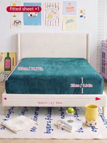 HONEYMOON 1pc Flannel Fitted Sheet, Warm & Breathable Mattress Protector, Elastic Mattress Cover, 9-12 Inch/25cm Deep Pocket, Wrinkle-Resistant, Fits T F Q K All Sizes, Machine Washable, Suitable For Home And School Dorm - Dark Green - View 9