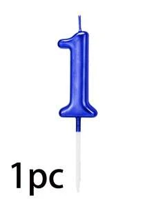 Gold, Silver, Blue, Black Cute Small Number 0-9 Birthday, Anniversary, 1st Birthday Cake Decoration Candles - Blue - View 13