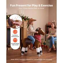 Ride On Horse, Riding Pony Toys For Kids, No Battery Required, Smooth Wheels With Anti-Roll Stop Ring, Upgraded Raised Seat, Handles, Sturdy Pedals, 80 Kg Max Load Capacity For Ages 6+ - Horse – 80 Kg - View 2