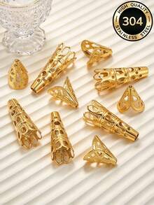 20Pcs Gold Filigree Cone Bead Caps, Metal Tassel End Caps Tarnish Resistant DIY Bracelet Necklace Cord Jewelry Findings - Bead Hat - View 6