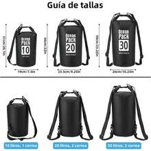 Bolsa Seca Impermeable 5L 10L 20L 30L, Mochila a Prueba de Agua para Senderismo, Natación, Kayak y Deportes Acuáticos, Dry Bag con Funda para Teléfono y Correa Ajustable para el Hombro (Verde, 20L), T - Negro - Ver 6