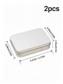 3pcs Silver Metal Hollow Rectangular Hinge Tin Boxes, Sticker Mini Portable Small Storage Boxes, Suitable For Jewelry DIY, Gifts, Jewelry, Pills, Candy, Matches, Soap, Sewing Supplies, Back To School And Outdoor Travel Supplies - Silver - View 12
