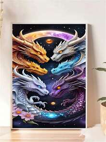 1pc Diamond Painting Kit, Starry Sky Fantasy Multi-Dragon Diamond Art, Living Room Entrance Study Room Decorative Wall Hanging, Handmade DIY Rhinestone, Hot-Selling Ideal Holiday Gift - round diamond - View 12
