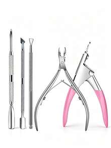 Professional Stainless Steel Nail Clippers Scissors Pliers Multi-Function Dead Skin Pusher Remover Manicure Care Tools - Multicolor - View 1