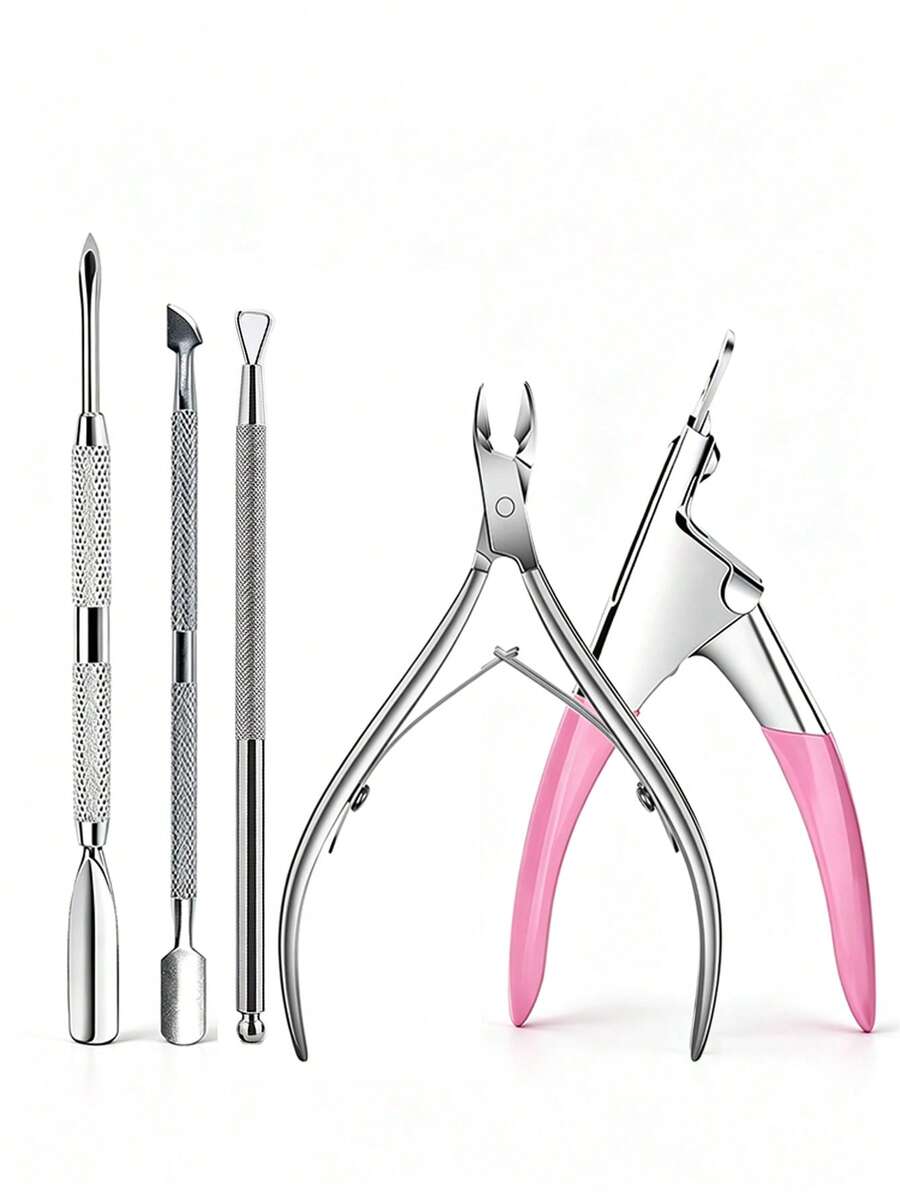 Professional Stainless Steel Nail Clippers Scissors Pliers Multi-Function Dead Skin Pusher Remover Manicure Care Tools - Multicolor - View 1