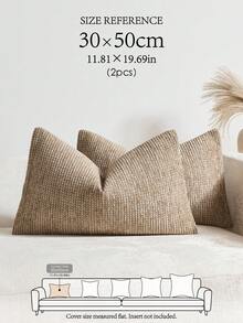 1pc Khaki (Pillow Insert Not Included) Multi-Color Textured Throw Pillow Cover, Modern Farmhouse Chenille 3D Textured Cushion Case, Suitable For Daily Bedroom, Dining Room, Bed, Sofa, Car, Decorative Pillow Cover, All Seasons - Khaki - View 17