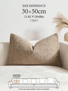 1pc Khaki (Pillow Insert Not Included) Multi-Color Textured Throw Pillow Cover, Modern Farmhouse Chenille 3D Textured Cushion Case, Suitable For Daily Bedroom, Dining Room, Bed, Sofa, Car, Decorative Pillow Cover, All Seasons - Khaki - View 9
