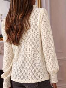 EARO Fashion Women's Long Sleeve Pullover Shirt, High Neck Design, Regular Length, Stylish And Elegant - Apricot - View 3